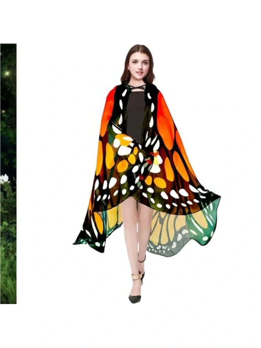 Halloween Butterfly Wings Costume for Womens, Moth Wings Butterfly Cape Adult